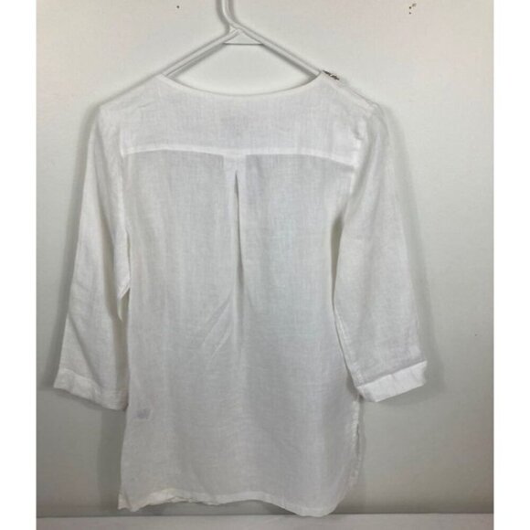 Womens Cynthia Rowley Linen Beaded Tunic Top White S - Picture 7 of 10